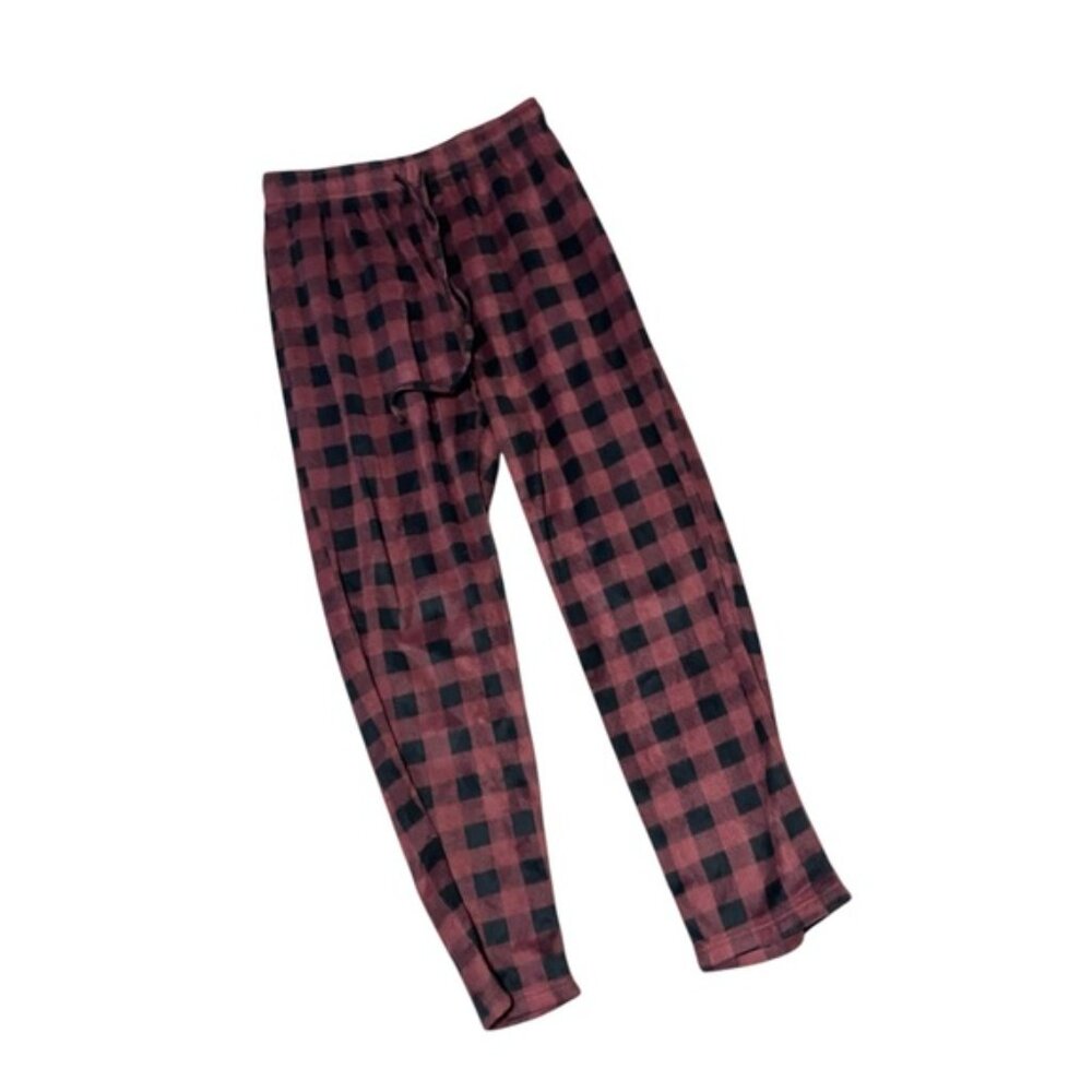 Cuddl Duds Maroon/Purple & Black Buffalo Plaid Fleece Pajama Pants